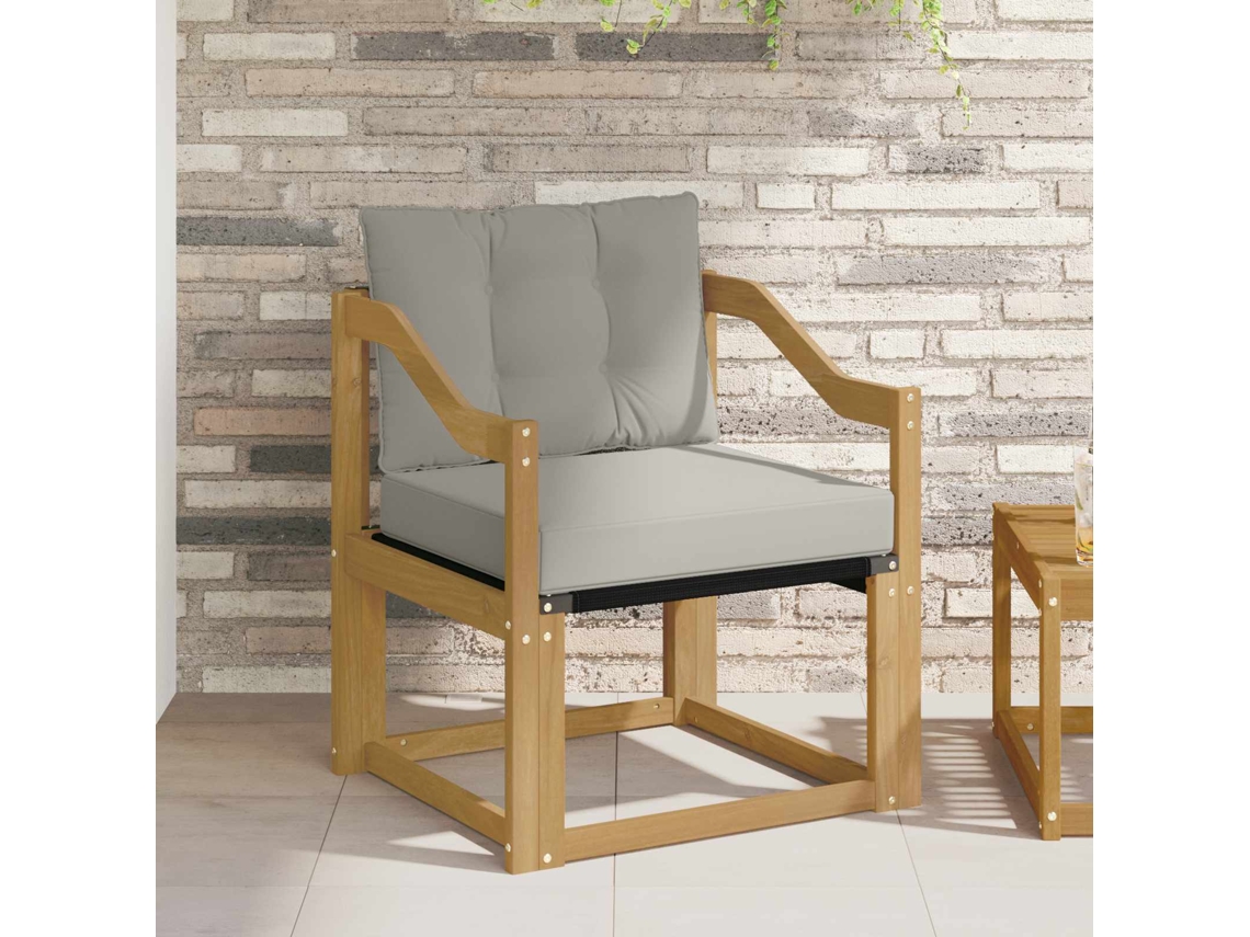 Vidaxl Sofá Exterior Madeira Sólida De Acácia Branco E Cinzento-claro