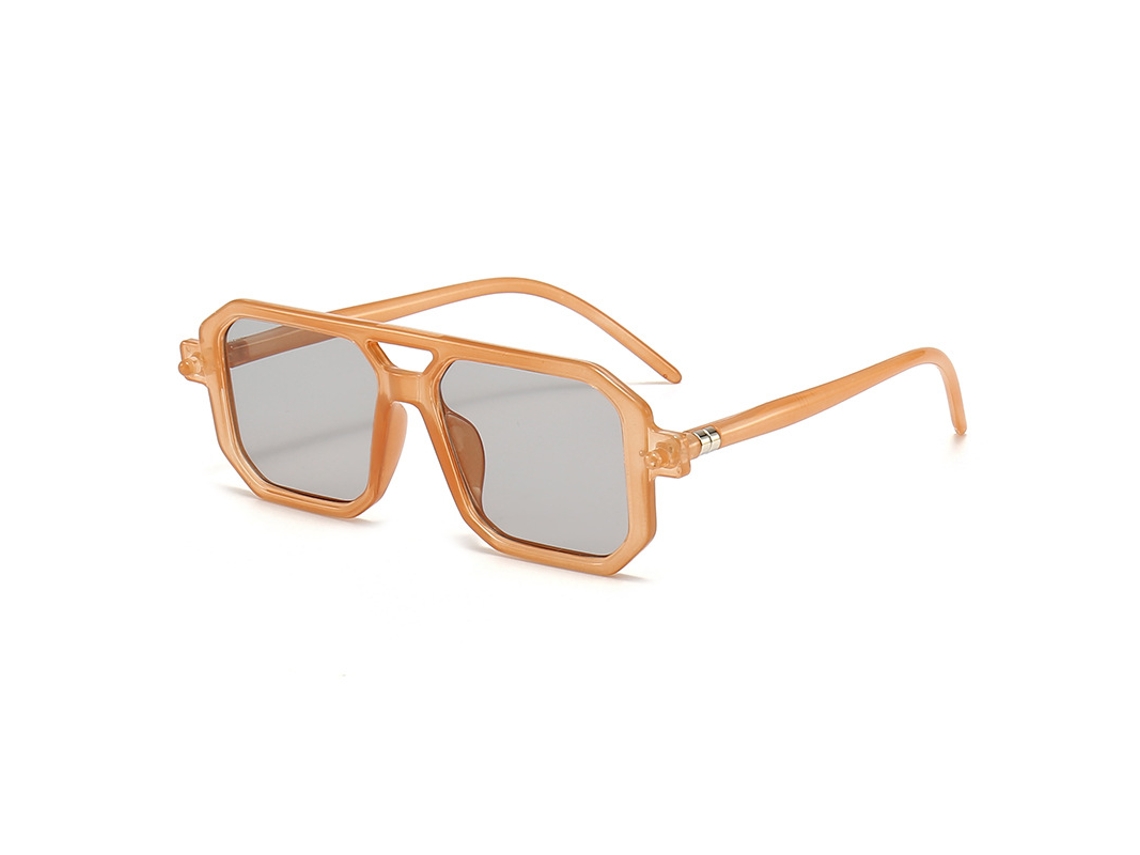 Óculos de Sol Poligonal de Feixe Duplo Feminino Simples Fashion Nicho Óculos de Sol Anti-Azul Óculos de Luz Masculino Cinza