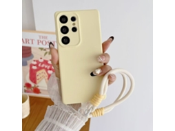 Ryi_pulseira De Silicone Macio Com Proteção Fosca À Prova De Choque, Cor Doce, Compatível Com S22 S24 Ultra Plus, Capa Para Celular, Amarelo Claro