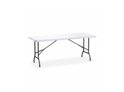 Relaxdays Mesa De Jardim Dobrável, Hbt: 72 X 180 X 74 Cm, Plástico, Aço, Resistente, 8 Pessoas, Branca