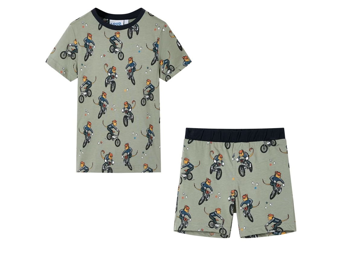 Pijama De Manga Curta Para Criança Caqui-claro 128