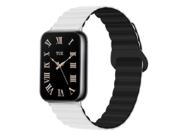 Bracelete para Redmi Watch 6 / 5 / 4 XIAOMOYU em silicone magnético reversível com duas cores branco e preto