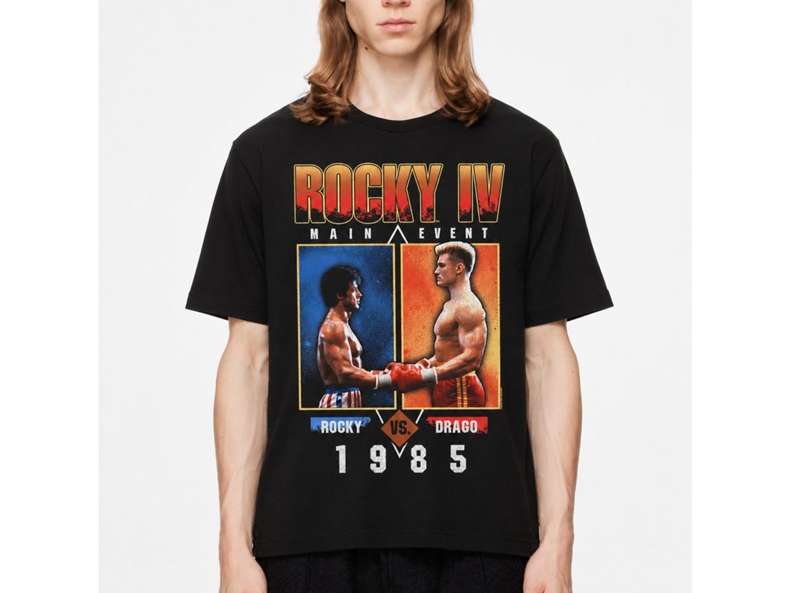 Rockinstone Rocky Movie Main Event Black Adult T-shirt Size:m