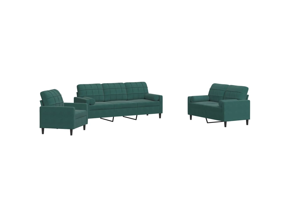 Conjunto de Sofás com Almofadões e Rolos Veludo VERDE ESCURO MAISON EXCLUSIVE