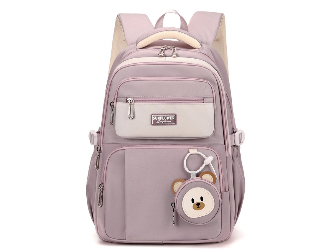 Mochila Escolar Impermeável Com Compartimento Para Computador Portátil 15 Polegadas, Grande Capacidade Roxo Elysve