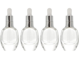 Conjunto de 4 frascos conta-gotas de vidro âmbar de 30 ml, recarregáveis.