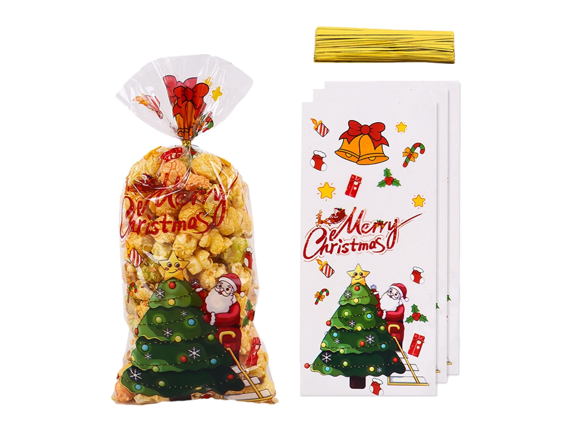 Saco De Doces De Natal Embalagem Plástica Para Biscoitos Com Floco De Neve