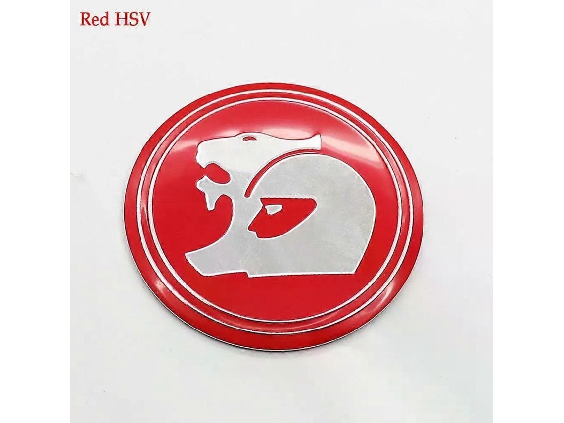 Conjunto de 4 Calotas Centrais para Rodas HSV 56mm/60mm com Emblema, Peças Decorativas para Carro, em ABS e Alumínio, Calota Adesiva para Roda 56mm Vermelha HSV