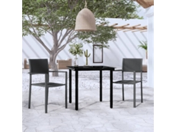 Conjunto 3 Peças De Jantar Para Jardim Preto Dkd Home Decor