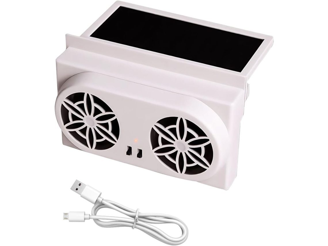 Ventilador Solar Para Carro, Ventilador Com Bateria Recarregável