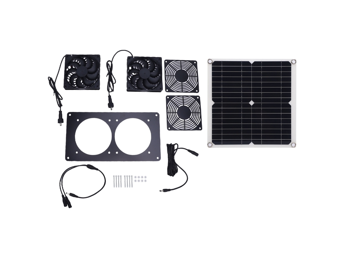 Ventilador De Exaustão Movido A Energia Solar (12w 18v De Silício Monocristalino, Ventoinhas Duplas, Adequado Para Casas De Animais E Abrigos)