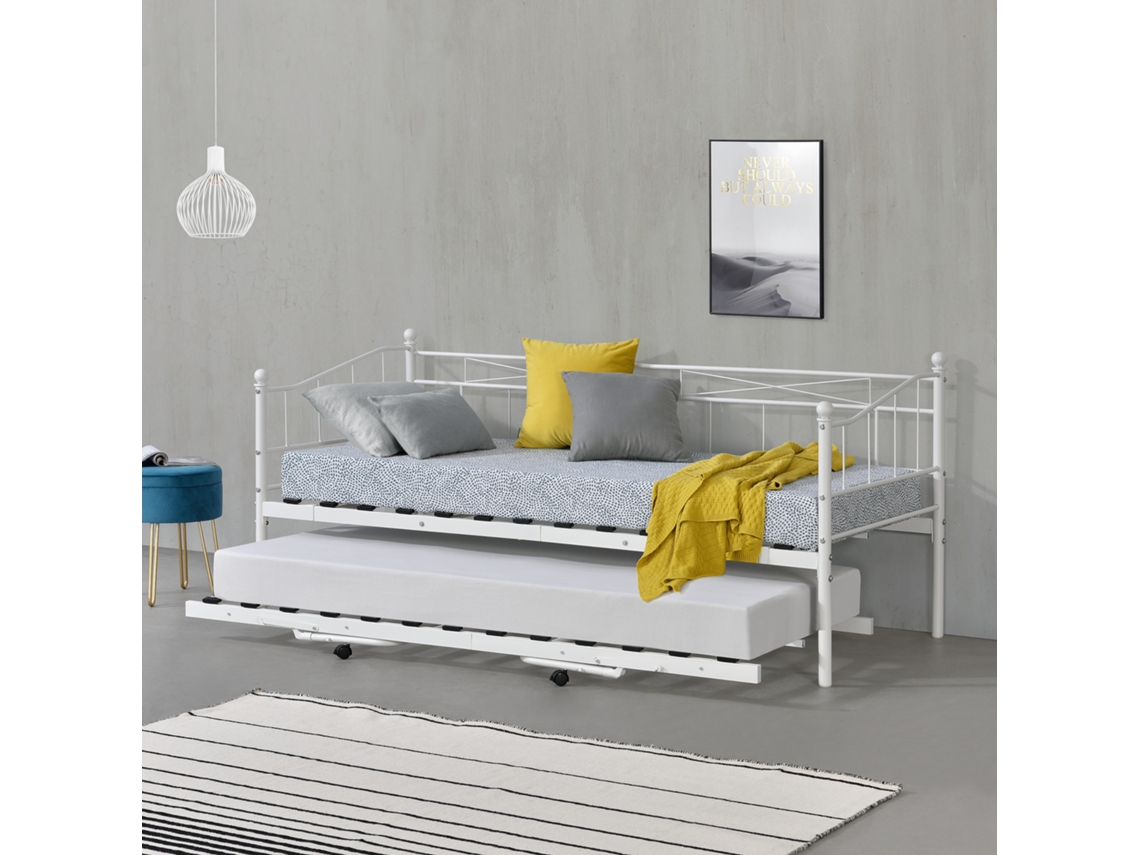 Cama [EN.CASA] (Metal - Branco - 90x200 cm)