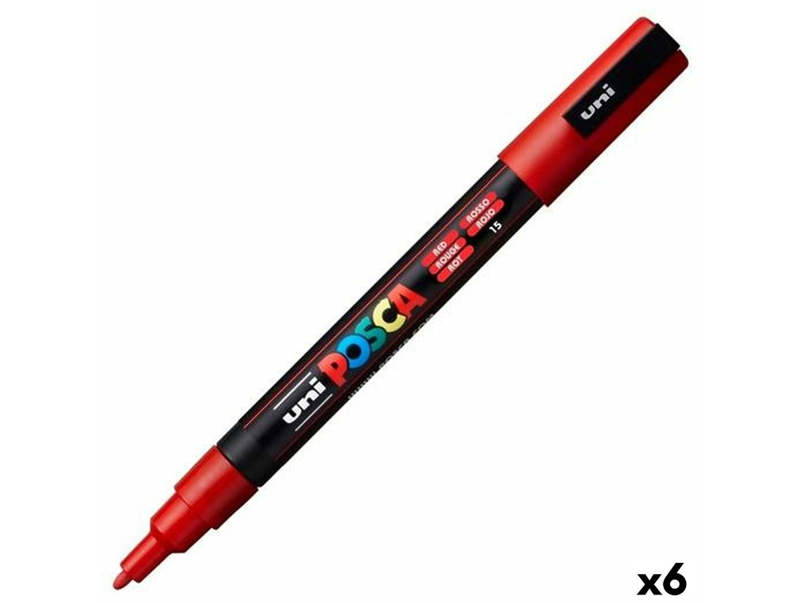 Marcador POSCA Pc-3M Vermelho 6 Unidades