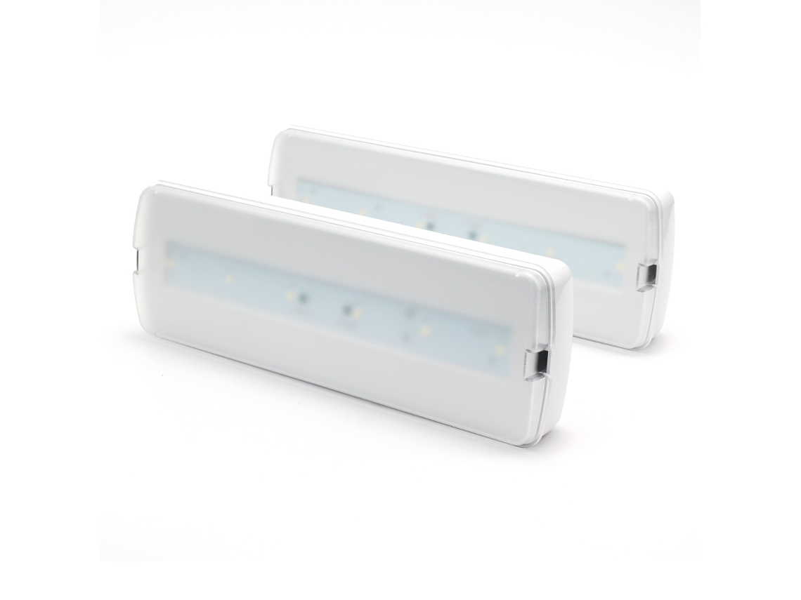 Conjunto De 2 Luzes De Emergência Led 3w Embutidas/superfície 265lm Difusor Em Pc Resistente Autonomia Até 3 Horas Kit De Montagem Incluído