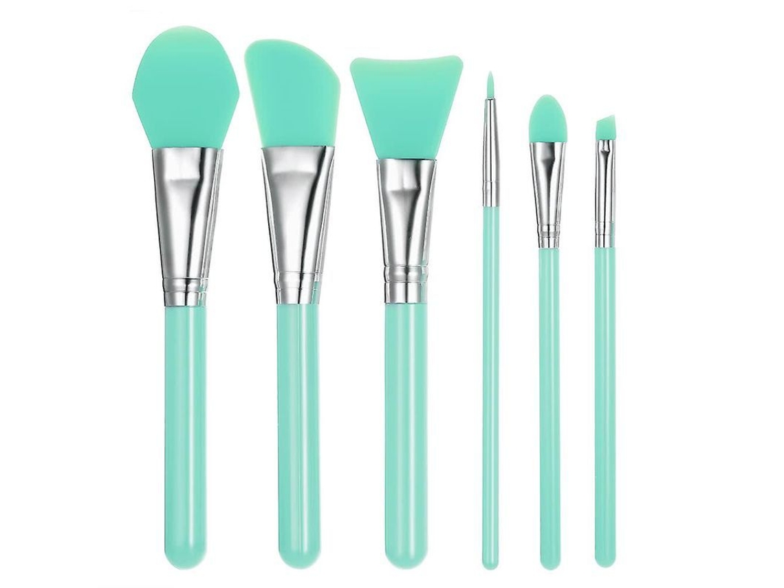Kit De 6 Pincéis De Maquiagem De Silicone Para Base Máscara Facial Sombra De Olhos Sobrancelha