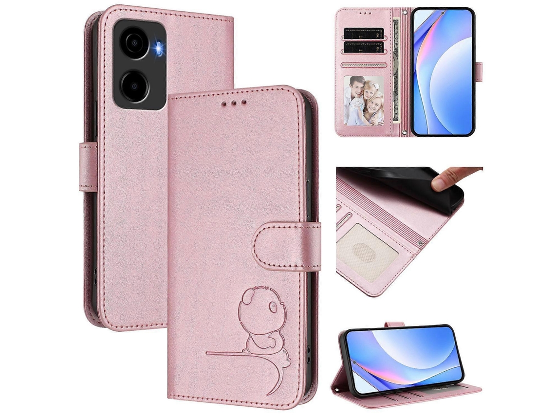 Capa De Couro Para Celular Com Rfid E Cordão Litter Panda