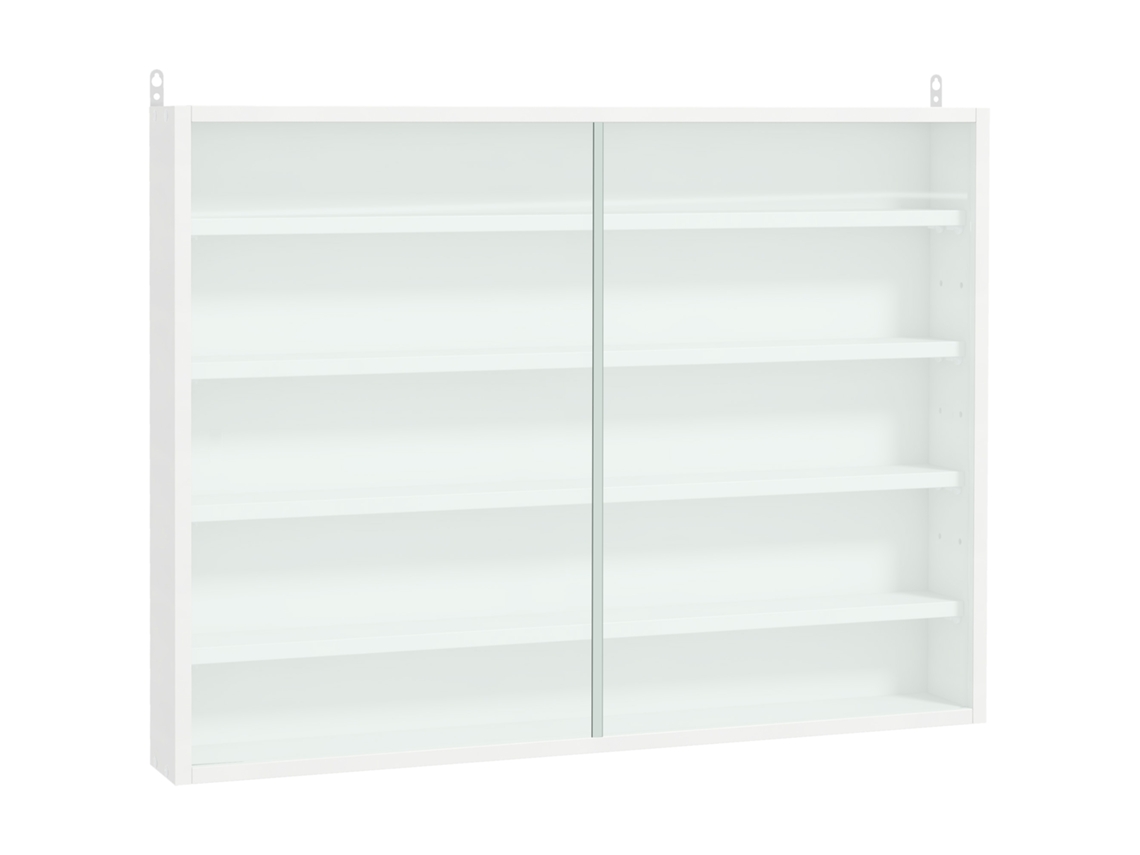 Vitrine de Parede ZACHARY com 4 Prateleiras Ajustáveis e Portas de Vidro (80x9.5x60cm) Branco