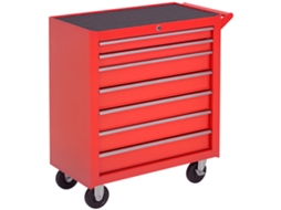 Carrinho de Ferramentas, 2 Gavetas Pequenas e 5 Grandes Gavetas, Aço, Até 150 Kg, 69 X 33 X 75 Cm, Vermelho Ge