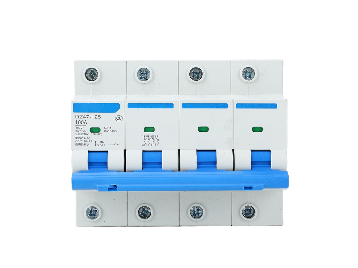 Disjuntor DZ47 125 4P 100A 400V com Proteção contra Fuga e Sobrecarga YURU