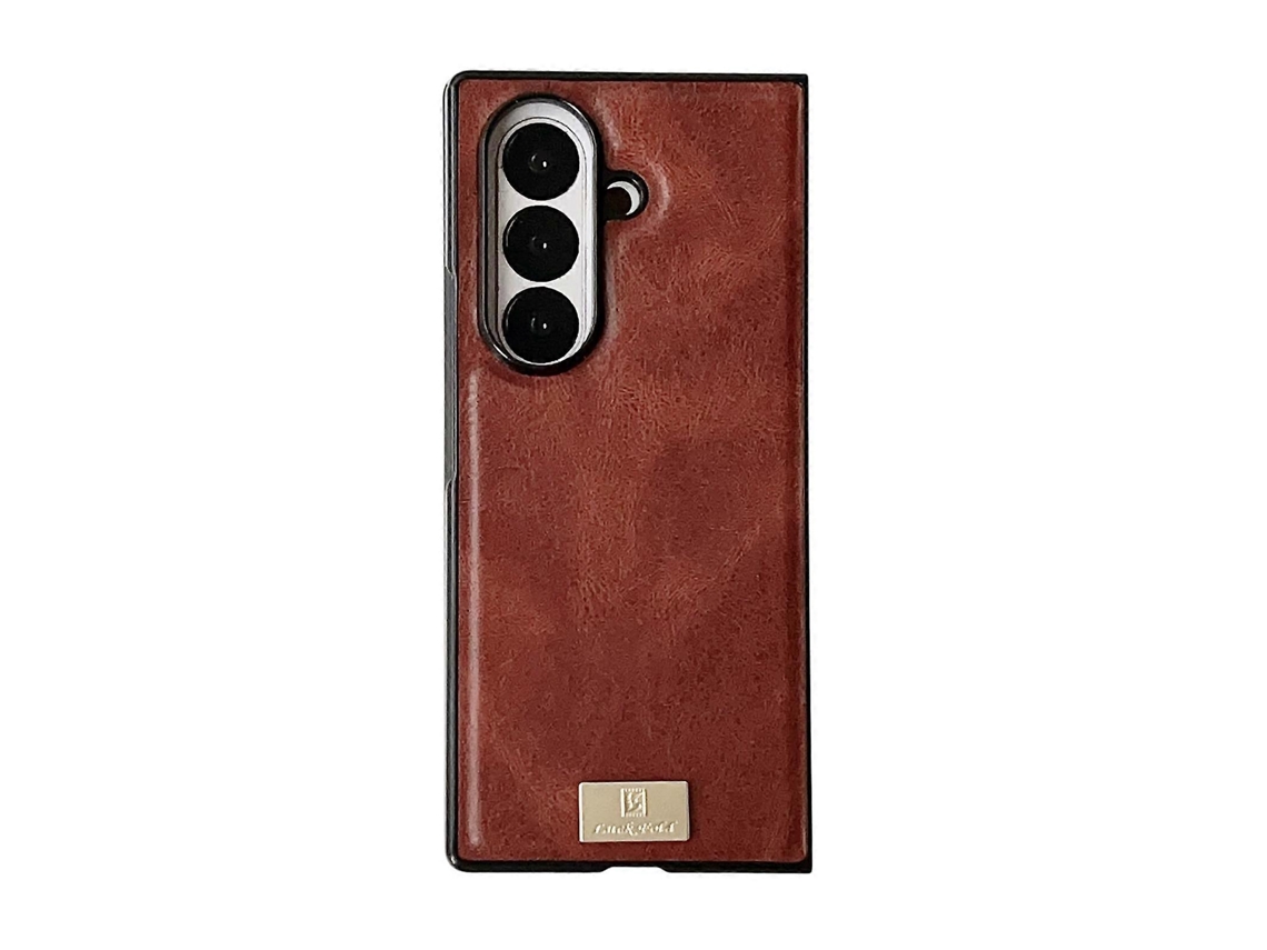 Capa De Celular Em Pu Com Textura Crazy Horse Para Samsung Galaxy Z Fold7 5g