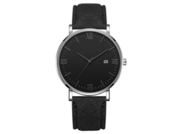 Relógio de quartzo com pulseira de couro PU, estilo simples e moderno, decoração à mão.