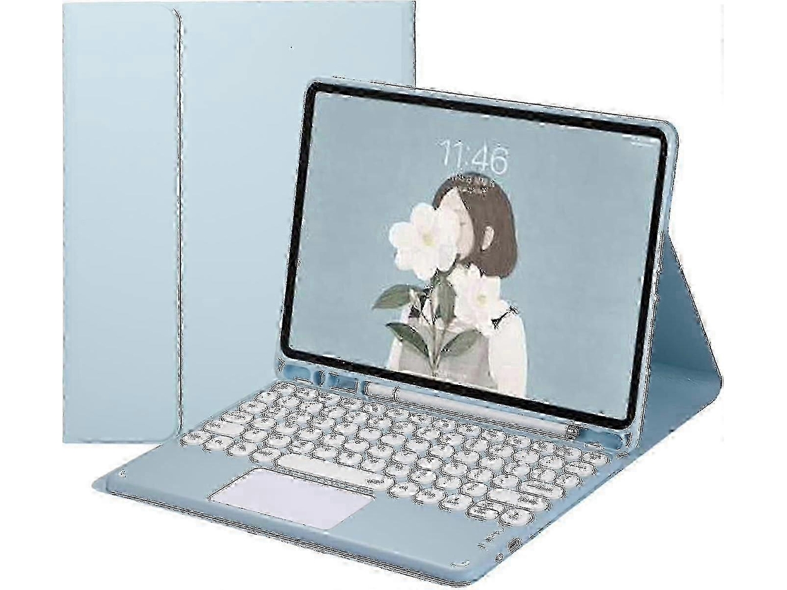 Capa De Teclado Bluetooth Para Tablet De 12.4 Polegadas 2023, Com Touchpad, Teclas Redondas, Magnética E Destacávelblue