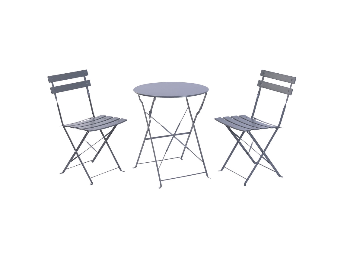 Conjunto De Mesa Com 2 Cadeiras Home Esprit Cinzento Metal 60 X 60 X 71 Cm