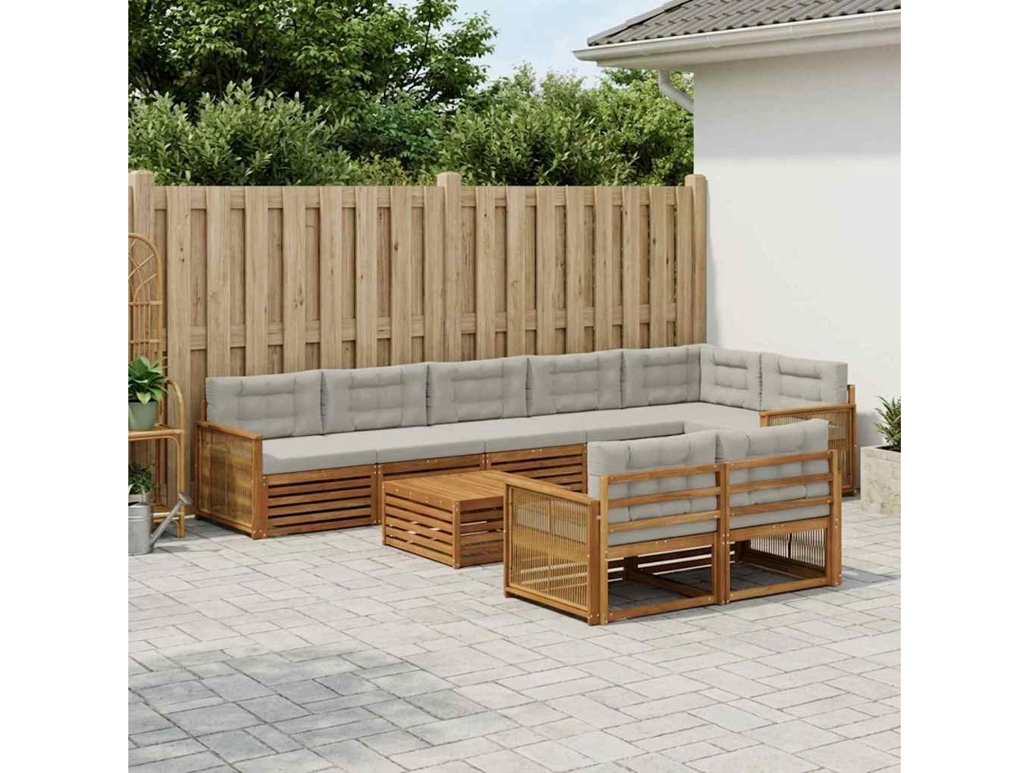 Vidaxl Conjunto De Sofás Para Exterior Com Almofada 9 Pcs