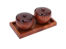 Pote Para Temperos Jogo 2 Peças Madeira Cozinha