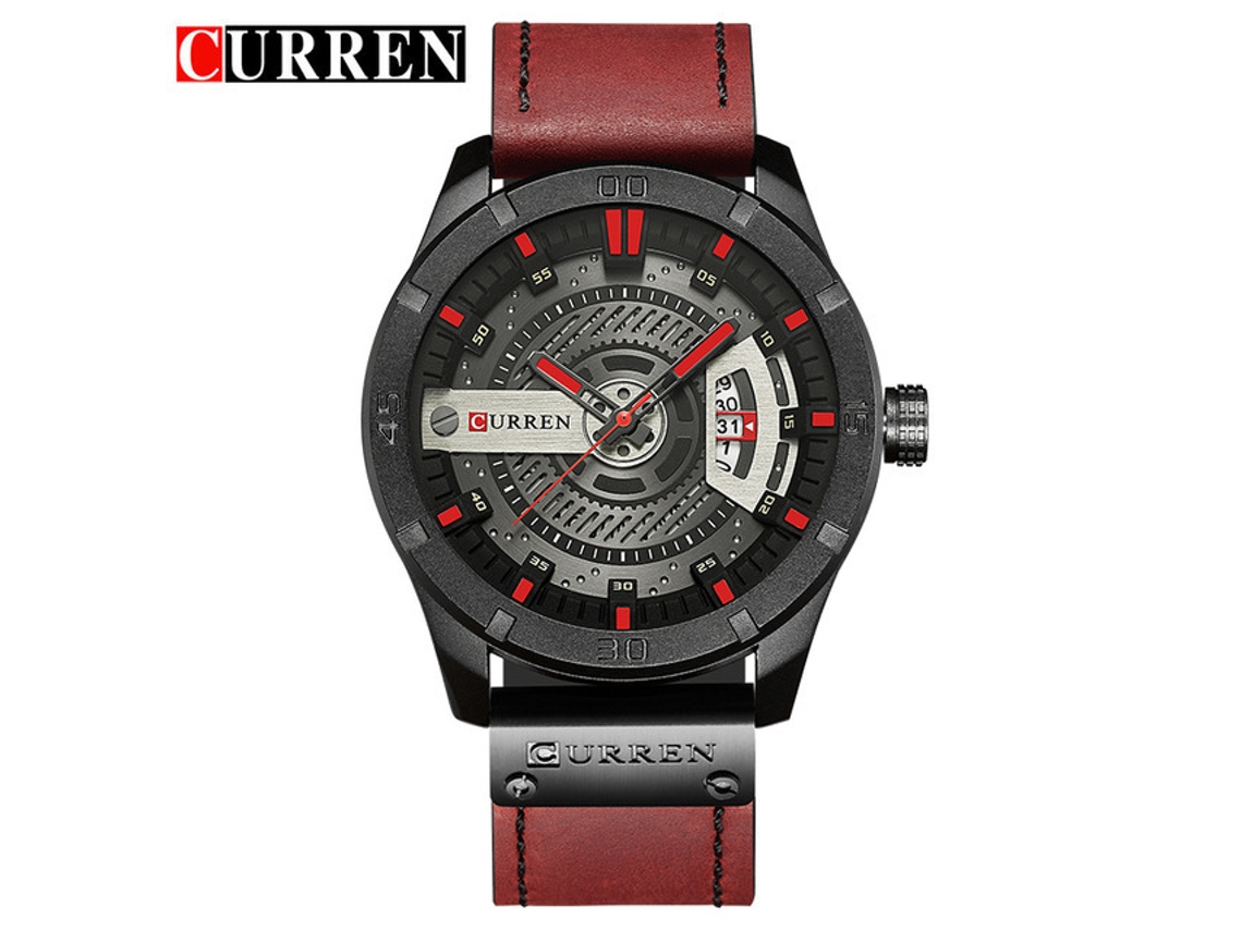 Relógio de Quartzo Casual Masculino MDUG (vermelho)