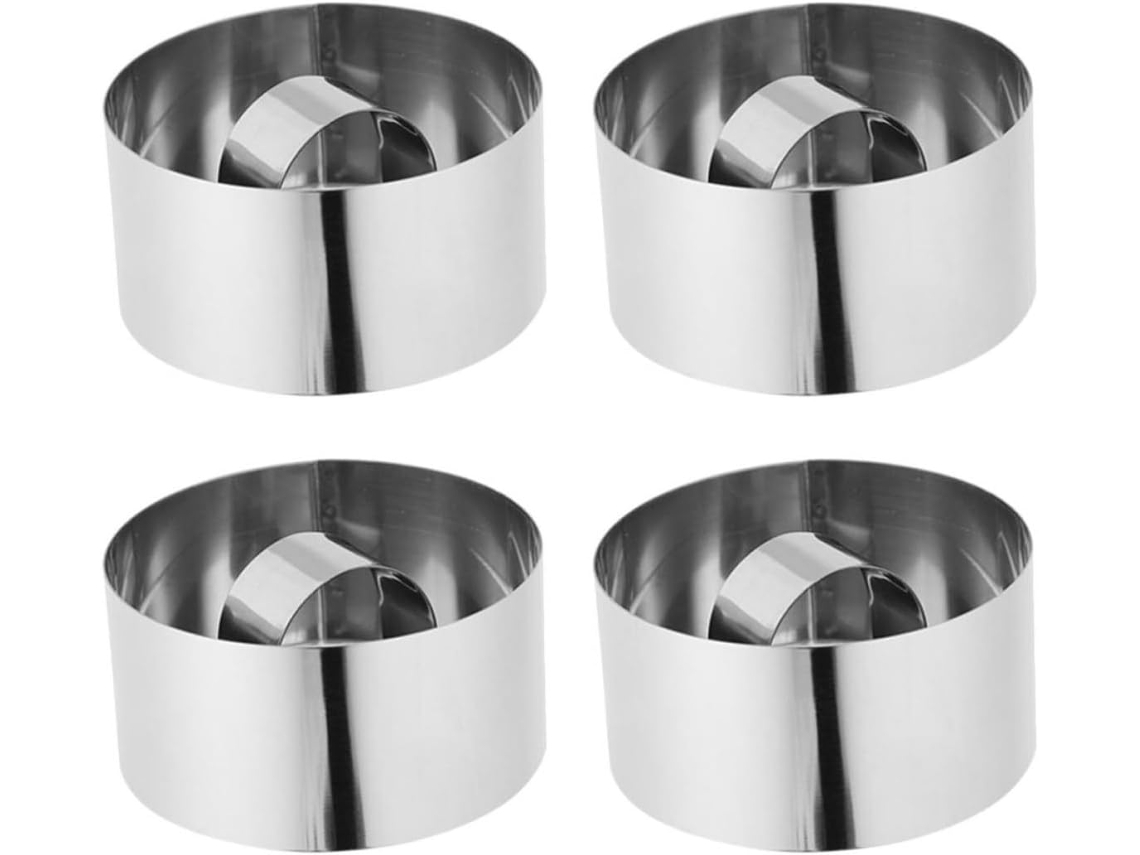 Conjunto de 4 peças redondas de aço inoxidável com bordas planas E Co