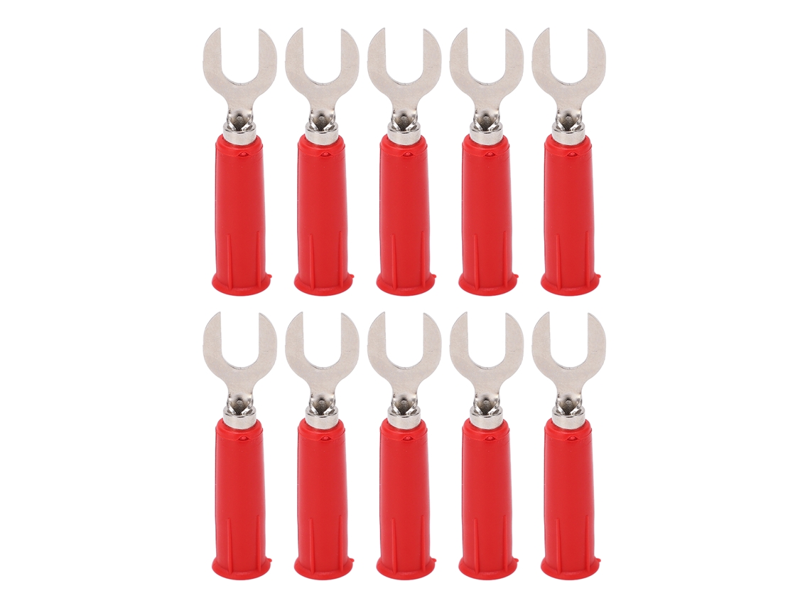 10pcs Plugue Banana em Forma de U Y J.20019 6mm Resistente À Alta Pressão para Equipamentos Eletrônicos Industriais Vermelho