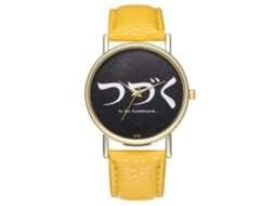 Relógio de quartzo unissex elegante e casual, presente estiloso (amarelo)