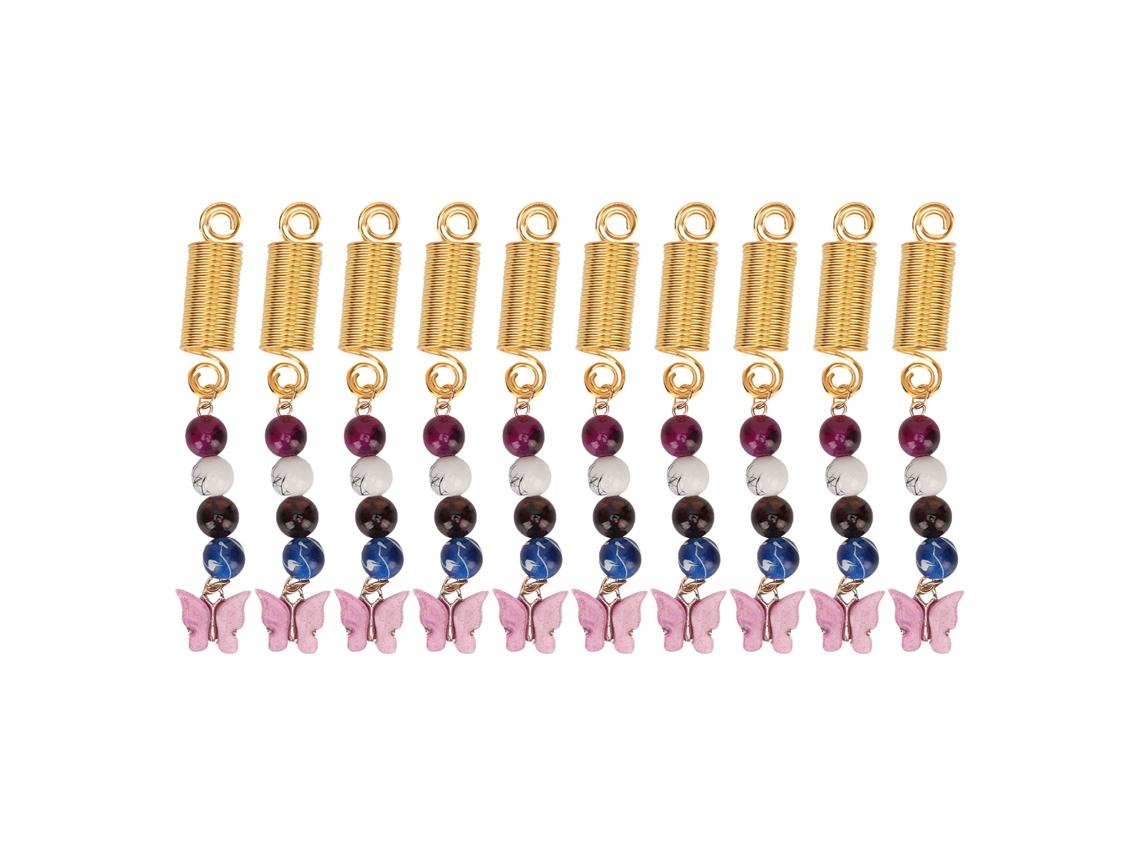 2026 10pcs Colgantes de Pelo Diy Mariposa Blanca de Metal 20 Rollos Resortes Accesorios de Trenza para Pelo