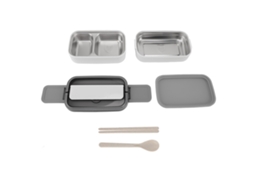 Caja De Almuerzo De Acero Inoxidable De Doble Capa, Antiderrame, Segura Para Microondas, Portátil, Dividida, Blanca