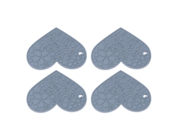 4pcs Silicone Placemats Coração Forma Antiderrapante À Prova Dágua Resistente Ao Calor Lavável Mesa De Jantar Tapete Para Alimentação De Animais De E