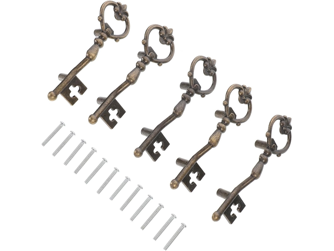 Conjunto De 5 Puxadores De Chave Para Móveis Antigos, Em Liga De Zinco, Para Gavetas.