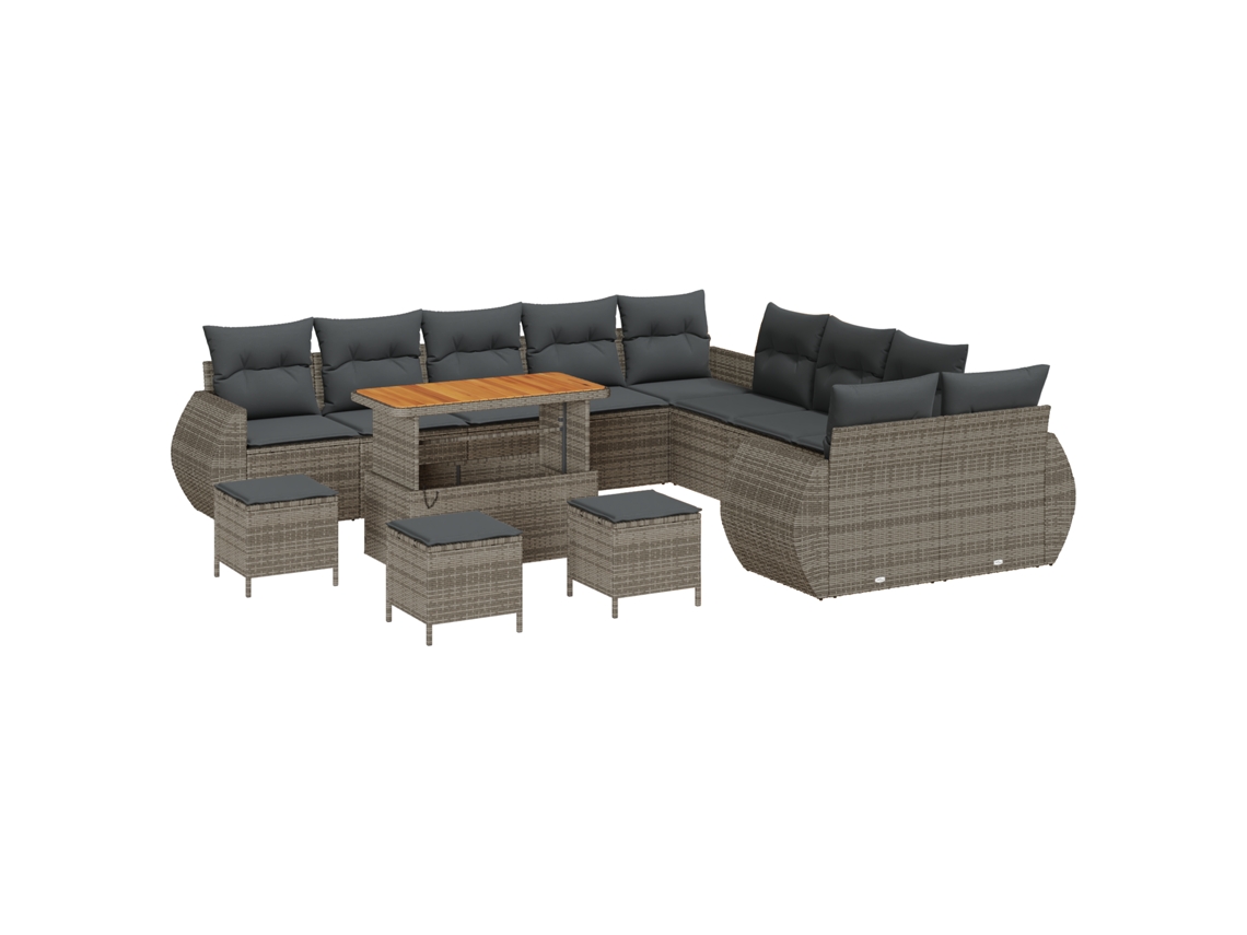 Conjunto 14 Sofá De Jardim Vidaxl Cinzento Vime Pe (110 X 55 X 71 Cm)
