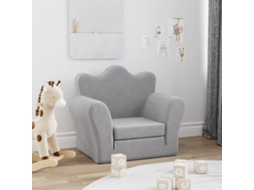 Vidaxl Sofá-cama Infantil Pelúcia Macia Cinzento-claro