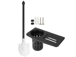Conjunto com Suporte de Escova Sanitária de Parede 7243b, Acessórios de Banheiro Pretos AQUAFORGE