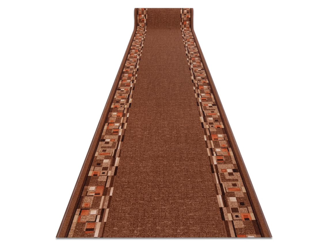 Passadeira Antideslizante DYWANY LUSZCZOW (80 x 1200 cm - Poliamida - Castanho)
