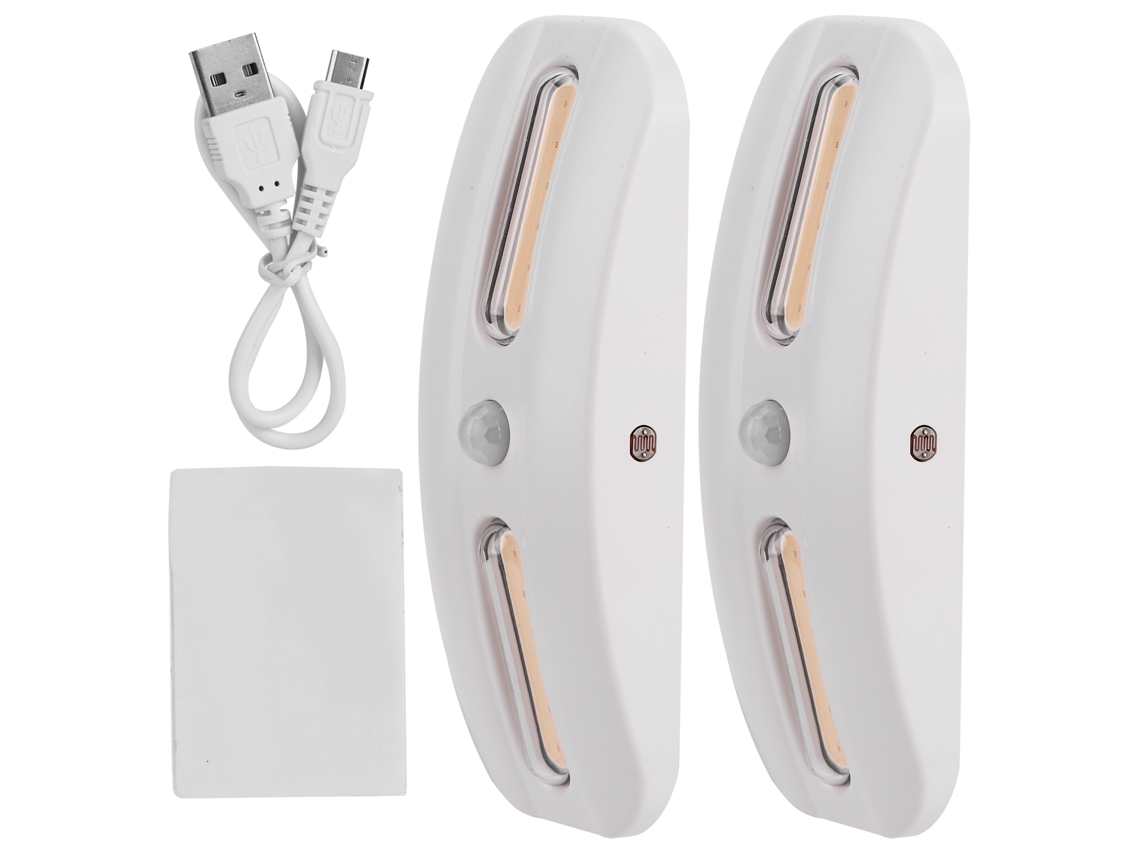 Rebe-2pcs Luz Led Cob Com Sensor De Movimento Para Armário, Gabinete, Closet, Luz Noturna Recarregável Usb