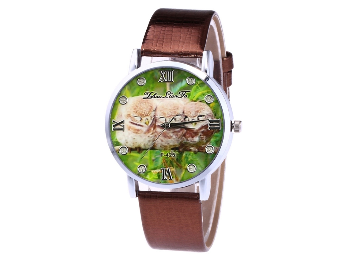 Relógio de quartzo com pulseira de couro PU, mostrador redondo moderno, relógio casual para casais, marrom.