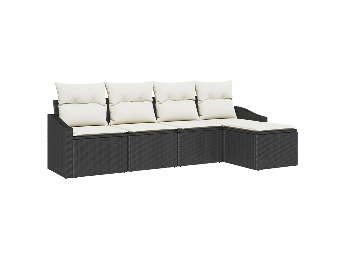 Conjunto 5 Sofá De Jardim Vidaxl Castanho Vime Pe (233 X 117 X 85 Cm)