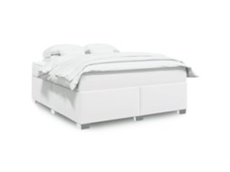 Cama Com Molas/colchão 180x200 Cm Couro Artificial Branco