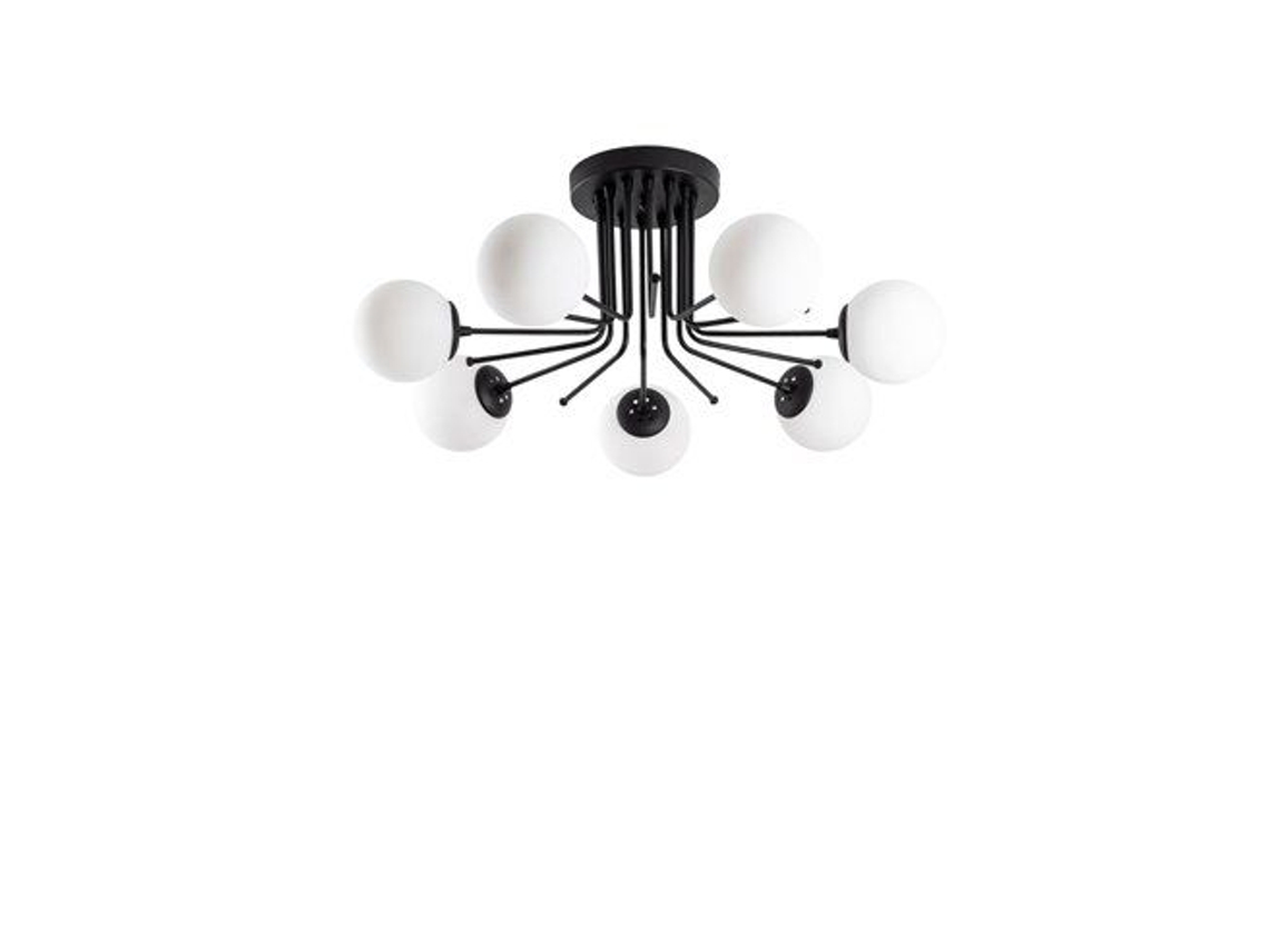 Candeeiro De Teto Preto Modelo 12 Com 7 Luzes Cristalrecord