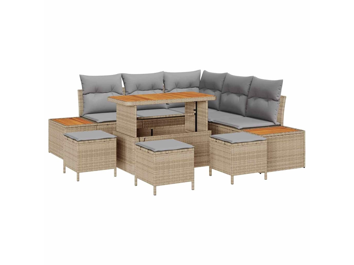 Maison Exclusive - Conjunto De Sofá De Jardim 9 Pcs Bege Rattan Sintético