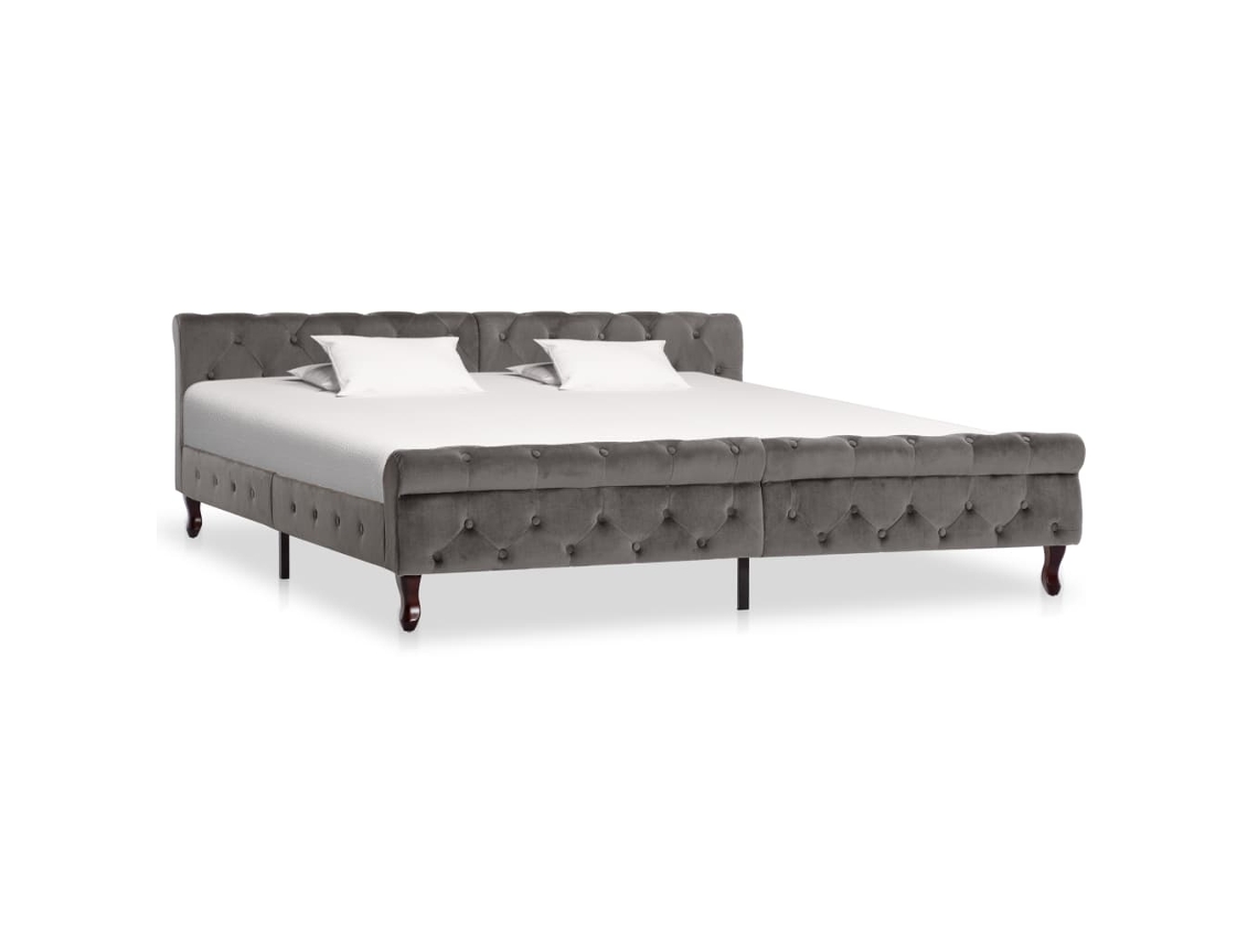 Vidaxl Estrutura De Cama 200x200 Cm Veludo Cinzento
