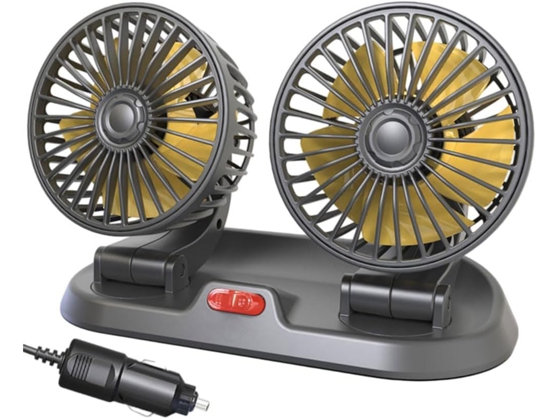 Ventilador De Carro Com Alimentação Usb, Cabeça Dupla E Rotação, 3