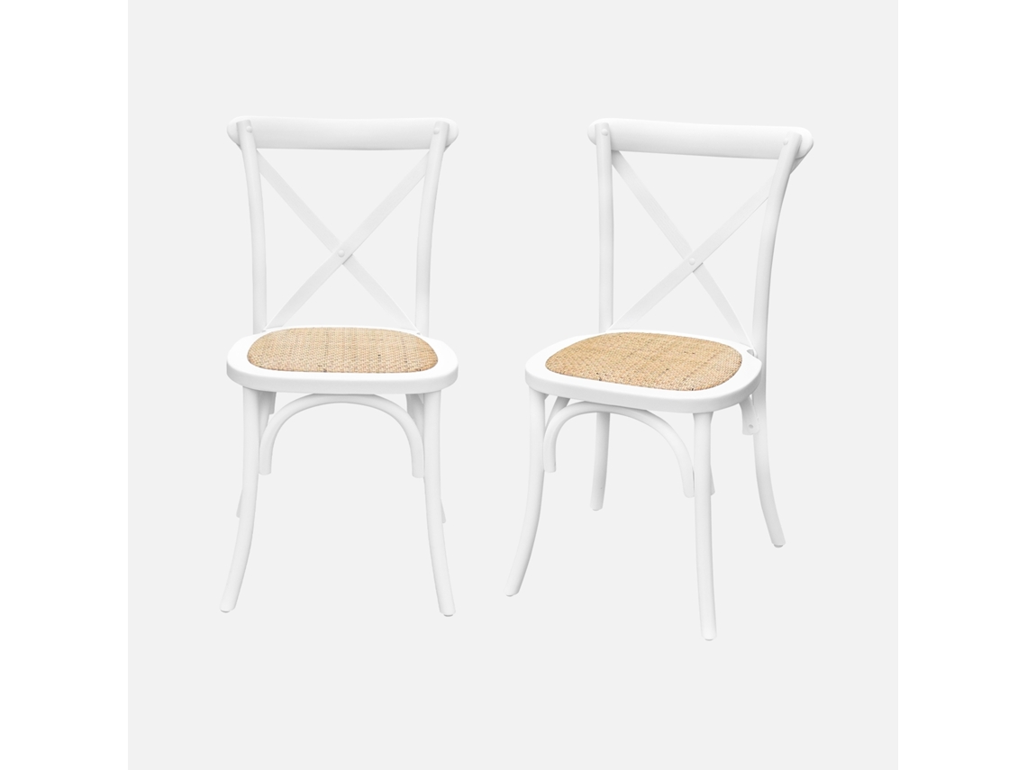 Cadeira Estilo Bistrô Em Madeira, Set De 2, Branco